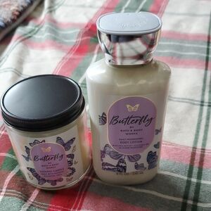 Bath And Body Works Butterfly Candle & Body Lotion Bundle